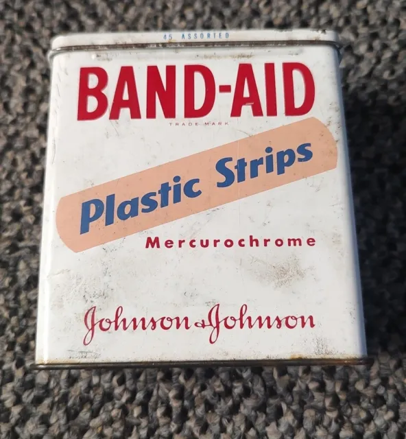 Vintage Band-Aid Plastic Strips Bandages Johnson & Johnson Metal Tin Box Package