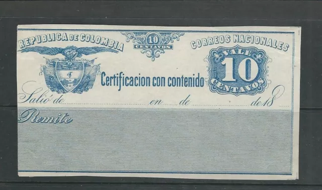 Colombia Circa (?) Versichert Brief Briefmarke 'Certificacion Con Contenido'