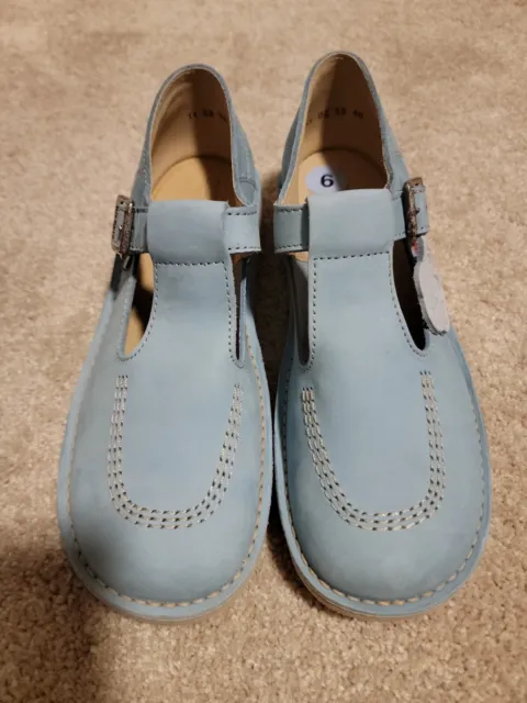 Kickers Kick Lo Aztec Blue Leather Mary Jane Shoes Womens 40EU- 8.5USW