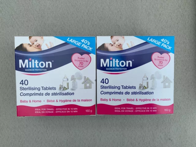 2 tabletas de esterilización Milton 40 tabletas 160 g nuevas en caja correo gratuito