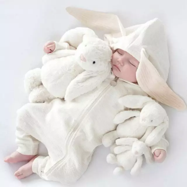 Newborn Baby Boy Girl Kids Easter Bunny Hooded Romper Jumpsuit Bodysuit Outfits