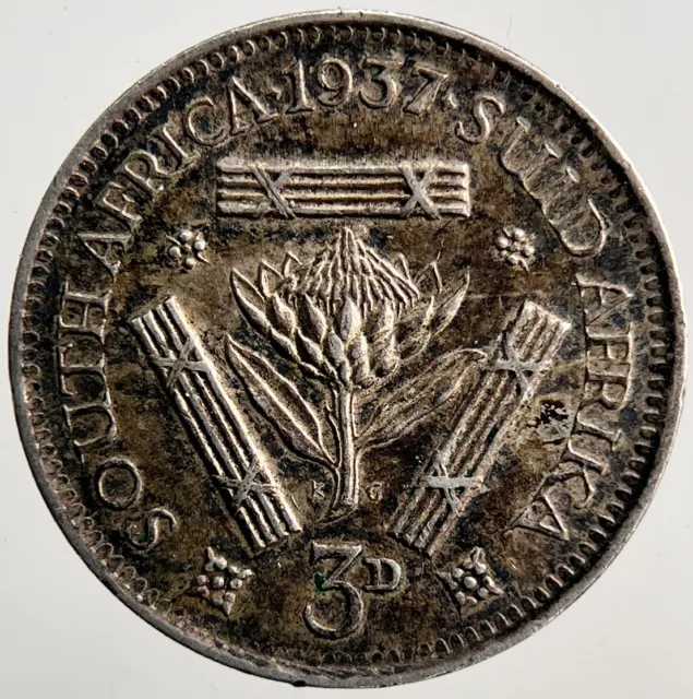 1937 Südafrika Threepence Silbermünze | Sammlerqualität | a3627