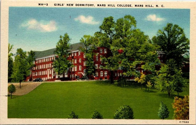 Linen Postcard Girls New Domitory Mars Hill College North Carolina NC UNP