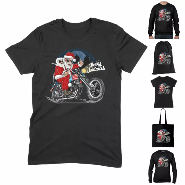 Maglietta Babbo Natale Biker Buon Natale - Maglione moto Cafe Racer