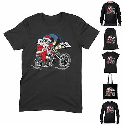 Santa Claus Biker Merry Christmas T Shirt - Motorcycle Bike Cafe Racer Jumper