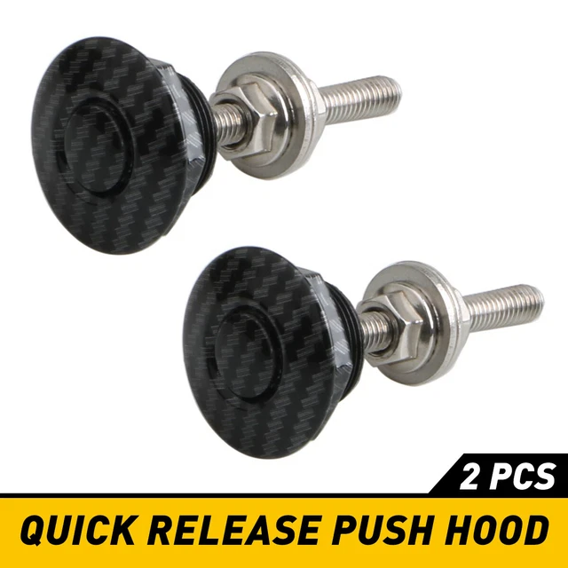 CARBON FIBER PUSH Release Quick Button Hood Pins Lock Clip
