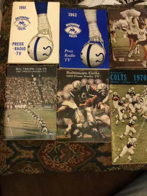 Lot Of 6 Baltimore Colts Press Radio TV Media Guides ‘61,’62,’66,’67,’68 And ‘70