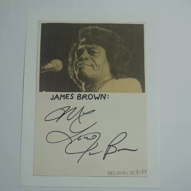 James Brown 21st of February 1987 Helsinki autographed paper autograph vintage