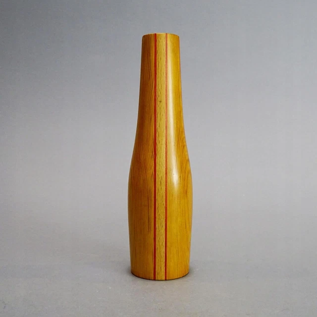 JARRÓN DE MADERA CON INSERTO DE VIDRIO, años 60