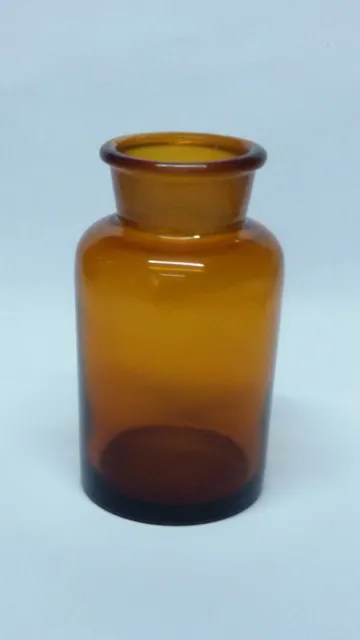 ANTICO VASO VASETTO CONTENITORE Laboratorio Farmacia in vetro ambrato Vintage