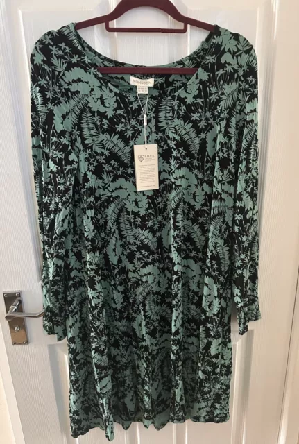 Monsoon Dress Size 14 Short Green And black