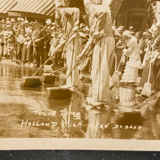 Holland Michigan RPPC Tulip Time Dutch Parade Real Photo Postcard 1930s Vintage 3