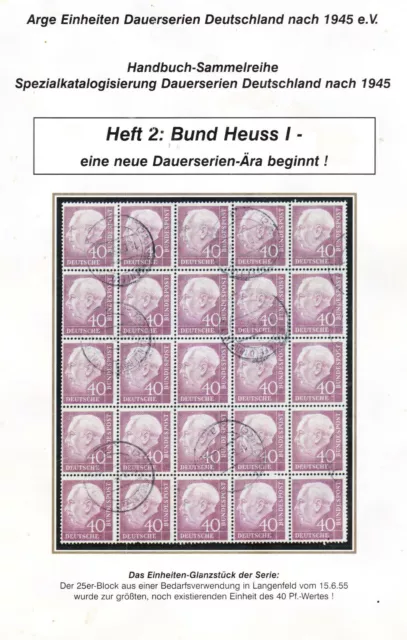 Bund Heuss I, 40 Pf Mi. 188 waager. Paar auf Paketkarte (Brief) gestempelt 3