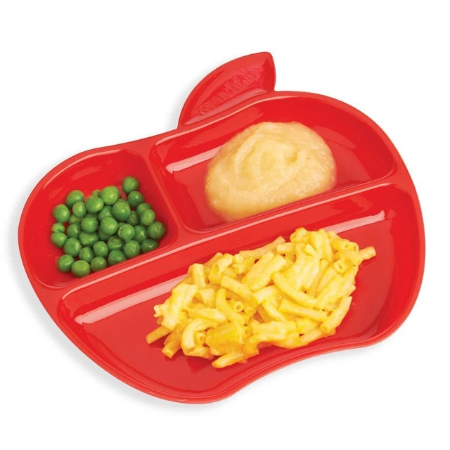 Placas en forma de manzana Munchkin con 3 secciones divididas - paquete de 3