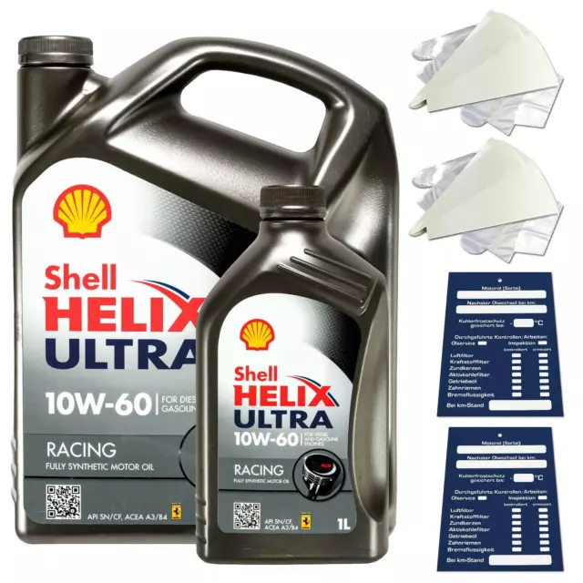 5 Litre Original Shell Helix Ultra Course 10W60 L'Huile De Moteur 550040760 Kit