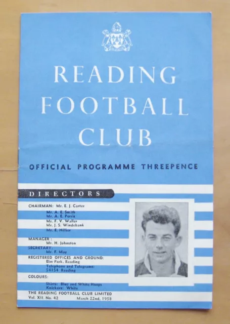 READING v IPSWICH TOWN Reserves 1957/1958 Excellent Condition Football Programme