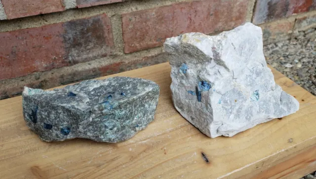 Lot of 2 Lazurite Minerals in Matrix, Graves Mountain, Georgia 2lb 2oz, Estate
