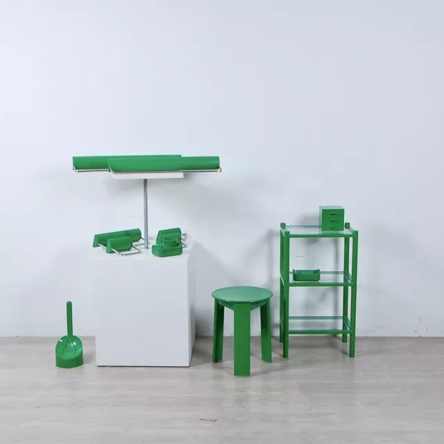 Gedy set accessori bagno vintage verde design Olaf Von Bohr Makio Hasuike anni70