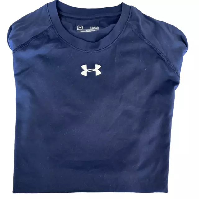 EUC - Under Armour Child Kids Blue Short Sleeve Dri Fit Loose Shirt -Size Medium
