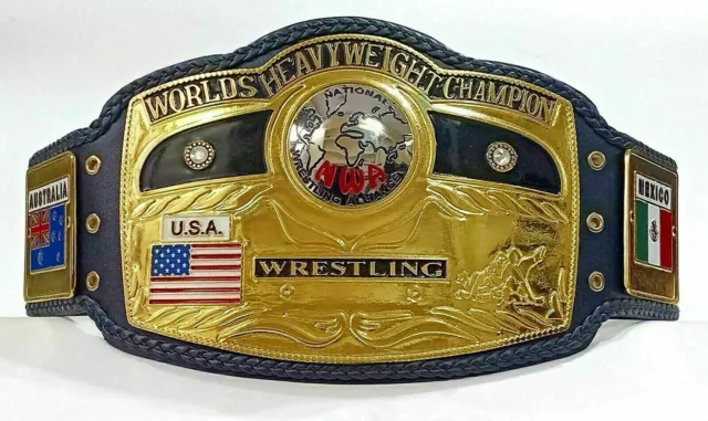 New NWA DOMED GLOBE WORLD HEAVYWEIGHT CHAMPIONSHIP BELT BRASS ADULT SIZE