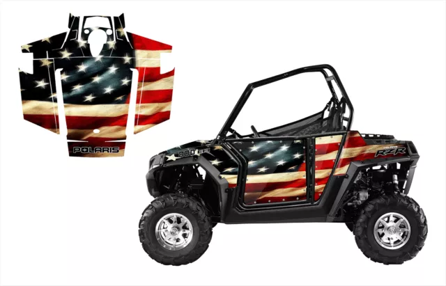 2007-2010 Polaris RZR 800 graphics wrap kit 24 mil thick Tattered American Flag