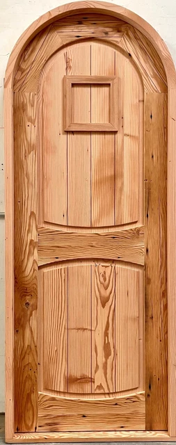 Rustic reclaimed lumber arched top storybook winery DOOR speakeasy wrought iron