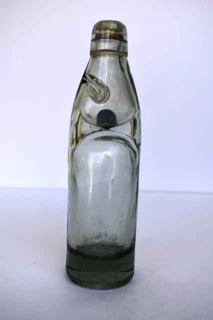 Vintage Soda Bouteille Codd Cou Marbre Bouchon Transparent Sasni V Brand - Rare