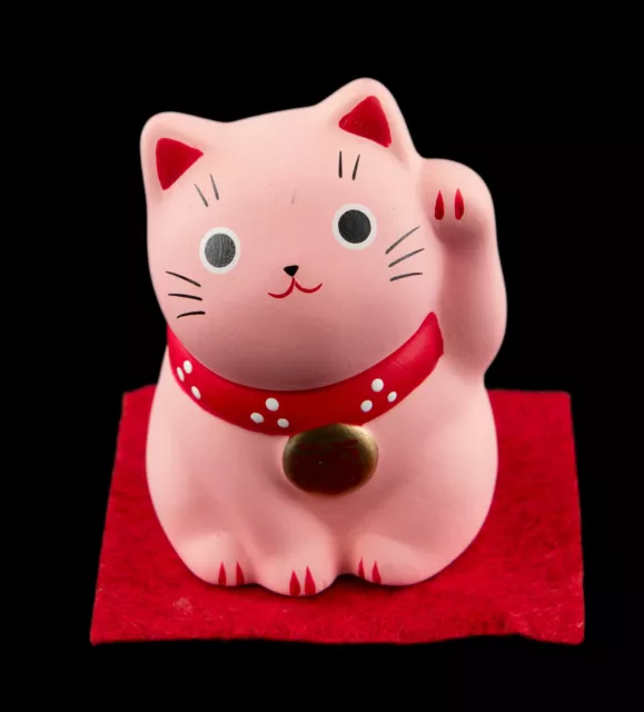 Figurine baby Chat Japonais rose 5cm Maneki Neko Amour Made In Japan 40740