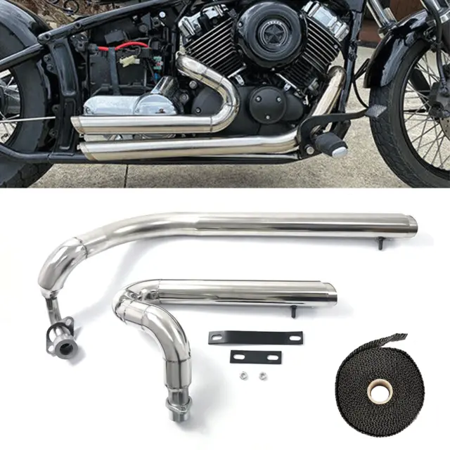 For Yamaha V star 650 XVS650 Dragstar 650 400 Shortshots Staggered Exhaust Pipes