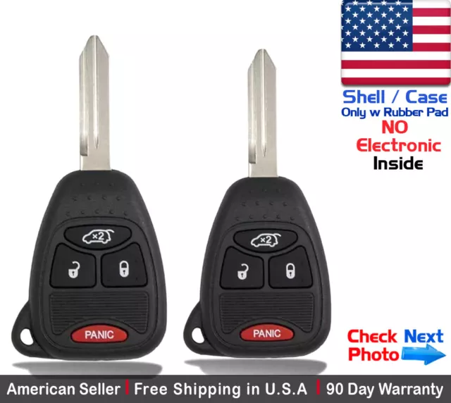 2x New Replacement Keyless Entry Remote Key Fob For Chrysler and Jeep Shell Case