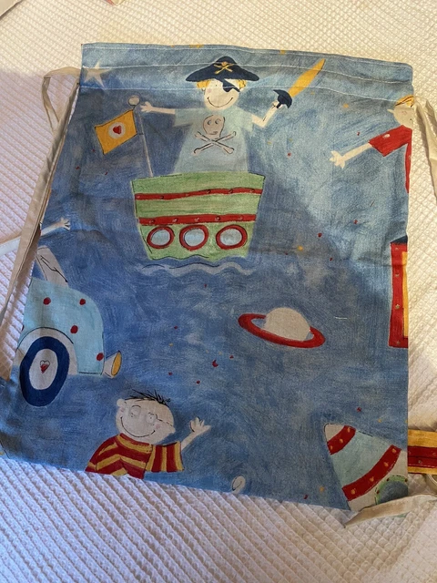Zaino con cordini fatti a mano per bambini / borsa da palestra - blu pirata, spazio, bicicletta ecc.