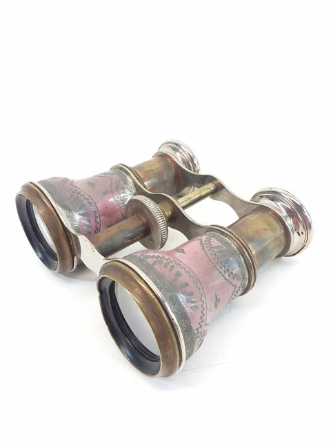 Lamier Fabt Opera Glasses Binoculars Paris Antique Engraved Purple Design NICE