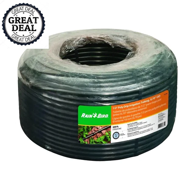 RAIN BIRD DRIP Irrigation Tubing Coil Watering 1/2 Inch x 500ft Heavy
