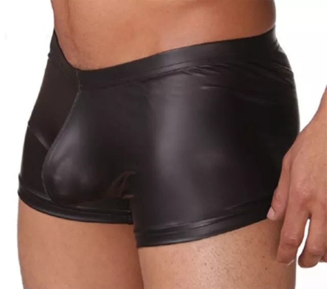 Intimo BOXER uomo sexy nero in tessuto EFFETTO PELLE hot slip mutande Tg S e L