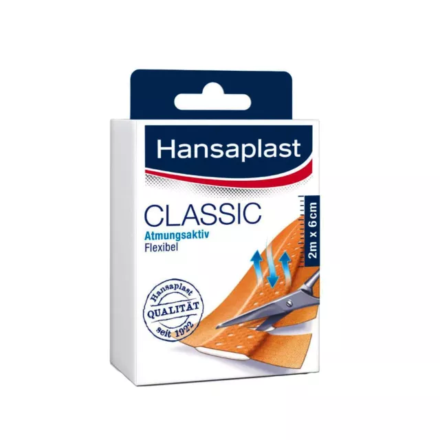 2m X 6cm Hansaplast Classique Respirant Flexibel Pansement Textilpflaster