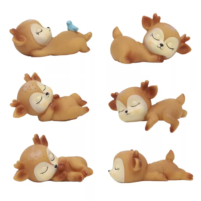 6er Pack Harz Miniatur Rehkitz Baby Hirsch schlafende Figuren Spielzeug
