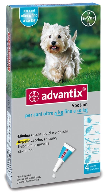 Advantix Cani 4 10 Kg  FIALE Antiparassitario BAYER Contro pulci zecche zanzare