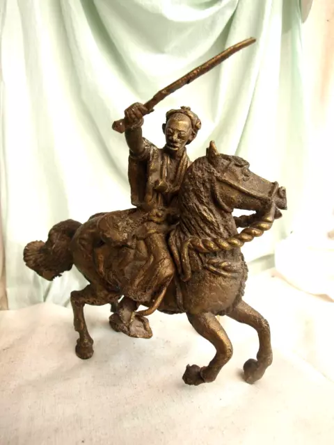 CAVALIER BRONZE AFRICAIN en 2 PARTIES  GUERRIER African ART ETHNIQUE