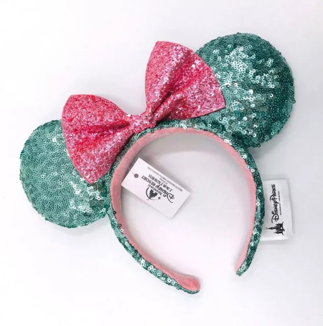 Disney Parks Bow Sequins Rare Mickey Minnie Mouse Ears Pink Sugar Rush Headband
