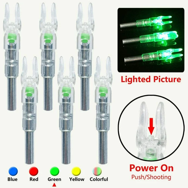 6PCS Automatic LED Shooting Archery Arrows Lighted Nocks 6.2mm Arrow Nock Tail