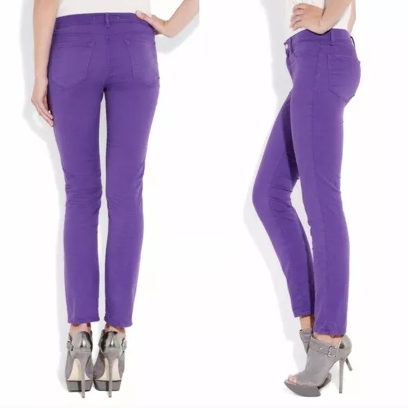 J Brand Women's Skinny Leg 811K120 Mid Rise Jeans in Bright Purple, Size 25