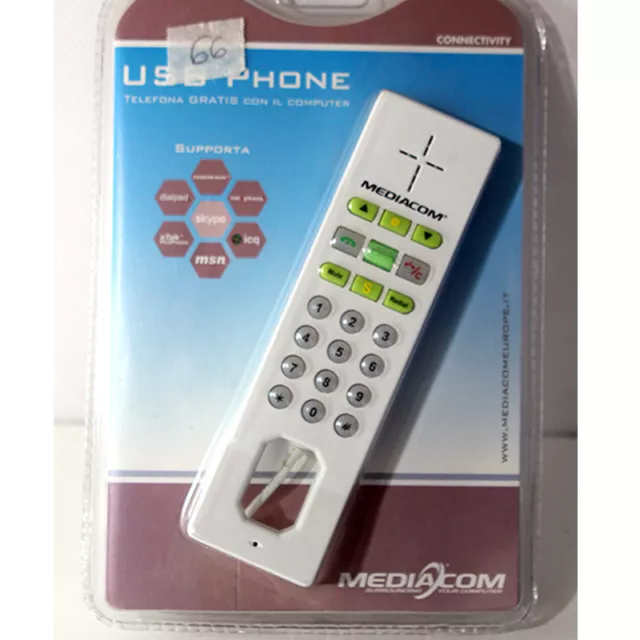 Mediacom telefono USB per SKYPE SKYTEL VOIP phone bianco