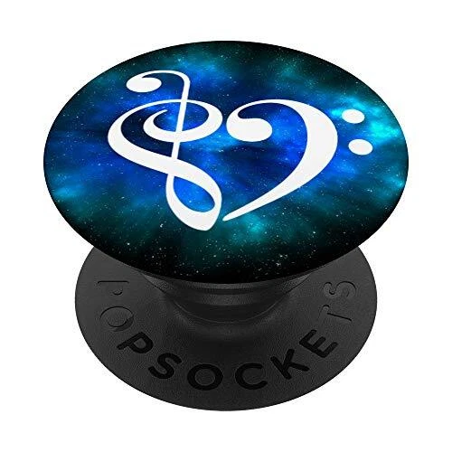 Treble Clef Bass Clef Heart Aqua Blue Green Nebula Bassist Fits Grip