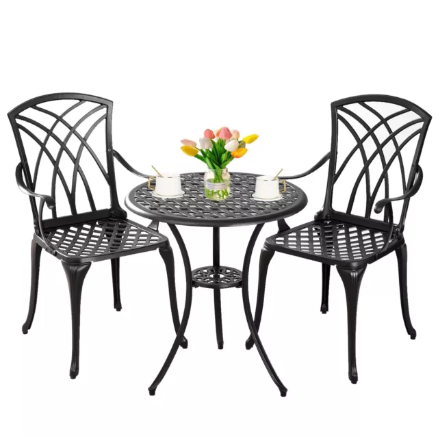 Outdoor Bistro 3 PCS Set ,Cast Aluminum Patio Bistro Table and Chair  for Garden