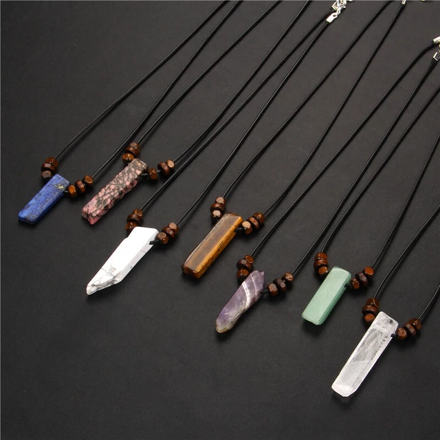 Natural Crystal Pendulum Quartz Stone Pendant Chakra Healing Gemstone Necklace 4