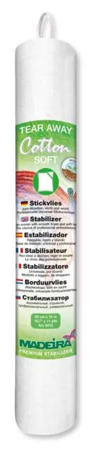 2,00 €/m | Cotton Soft 0,50m x 10 m Stickvlies zum Abreißen weiß, von Madeira