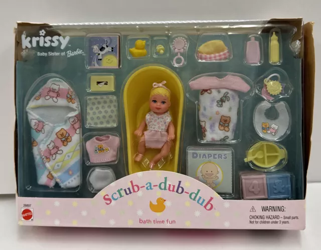 2000 Krissy Scrub-a-dub-dub Fun Barbie Baby Sister #26897 Very Rare NIB