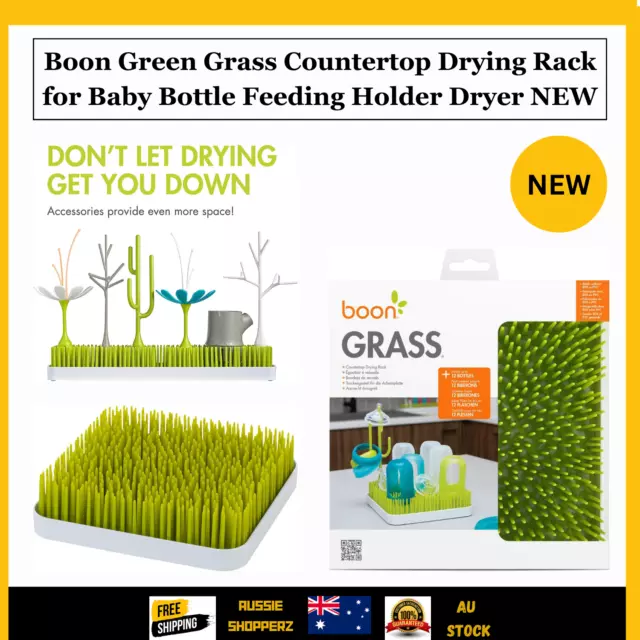 Boon Green Grass Countertop Drying Rack for Baby Bottle Feeding Holder Dryer NEW
