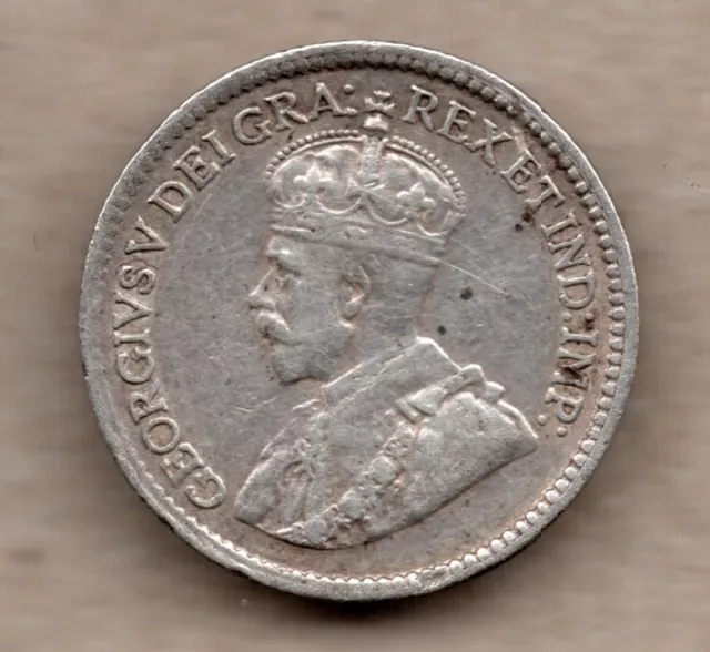 SCARCE WWI King George V Canadian 5 Cents Coin 1918 92.5 Silver