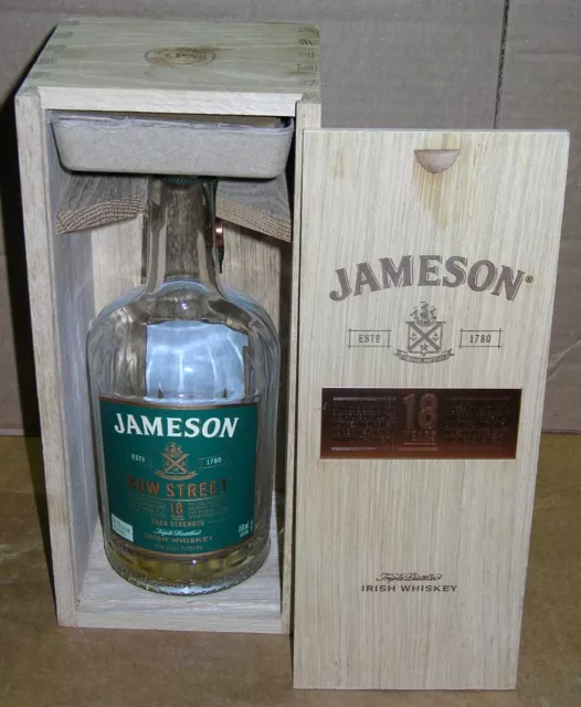 Jameson 18 Year Old Whisky Etched Wooden Box Edition EMPTY Bottle and Case